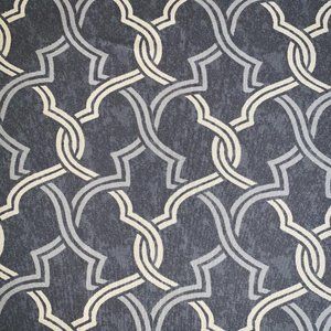 7+ Yds P Kaufmann Waverly Gray Ivory Fretwork Geometric Lattice Trellis Fabric
